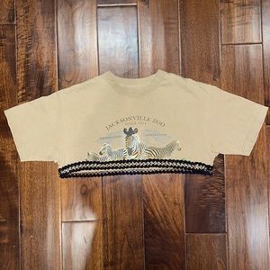 First of a Kind Cropped Shirt Upcycle Repurpose Vintage Tan OS